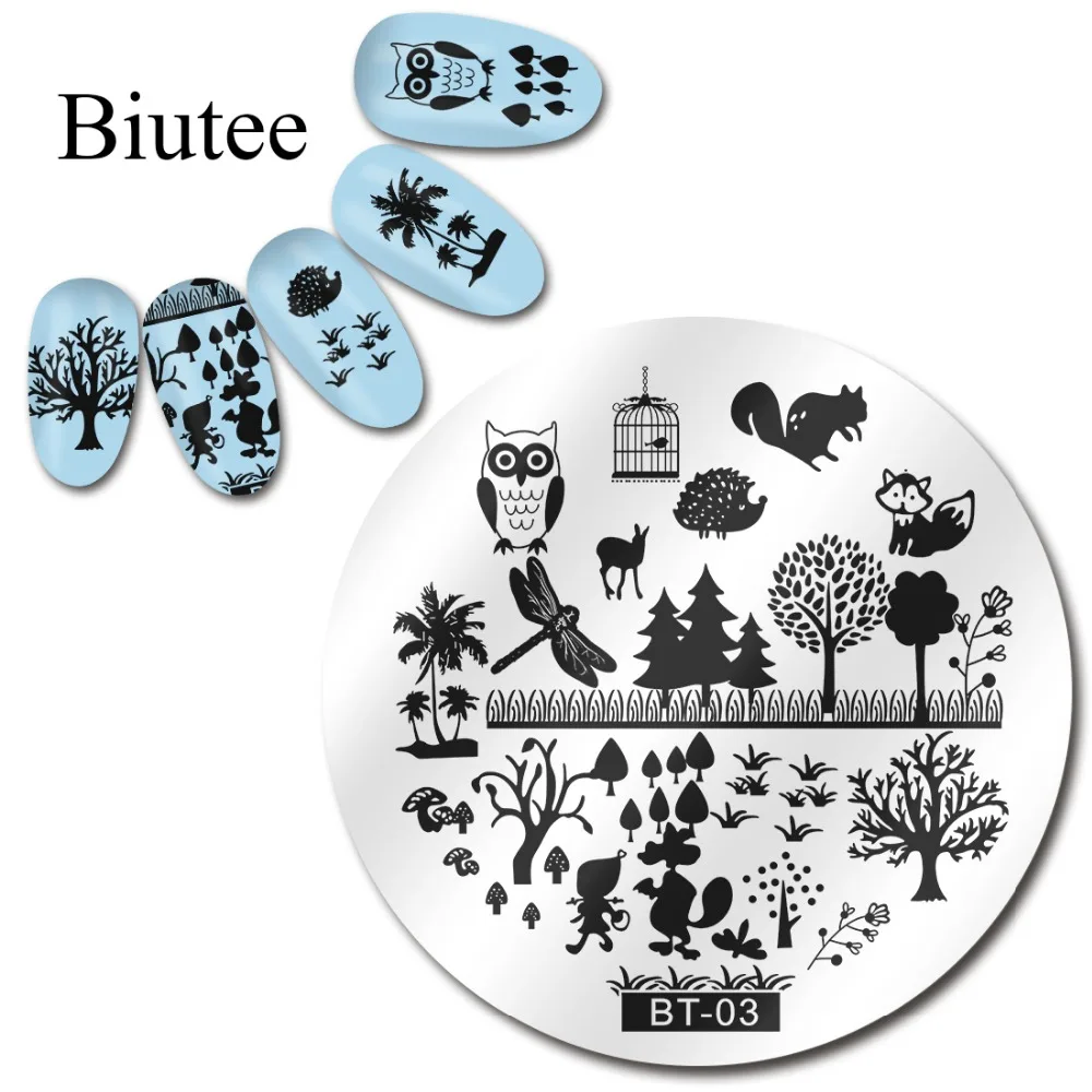 

Biutee Owl Fox Animal Patterns Nail Art Stamp Template Image Plate BT03 Nail Stamping Plates Set Nails Tool