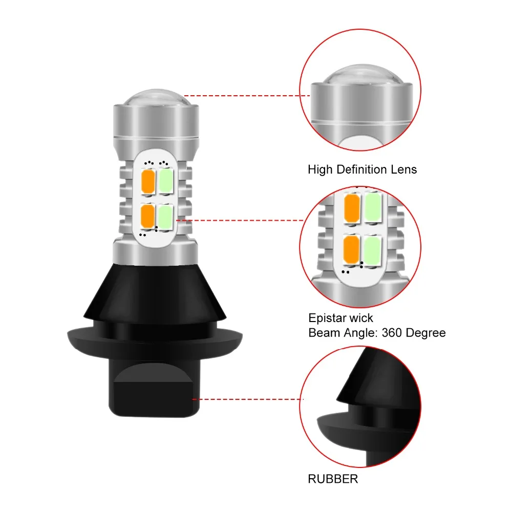 2 шт. 10 Вт 1156 светодиодный Drl Поворотный Светильник T20 7440 WY21 с функцией указателя поворота светильник DRL& поворот дневной ходовой светильник поступление CJ