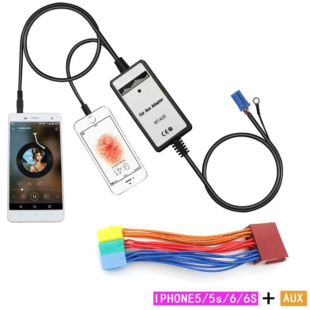 Beste Moonet iPhone Charger Auto CD MP3 3.5mm interface AUX Adapter voor VW Kever Cabrio Skoda Golf Passat ISO mini KB005