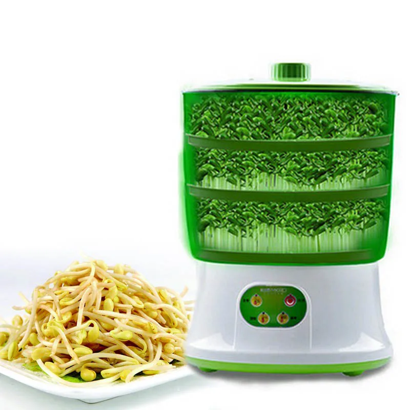 Cena 2 lub 3 warstwy automatyczne maszyna do kiełkowania fasoli zdrowe domowe warzyw kiełków Bud maszyna inteligentna kontrola mikrokomputer