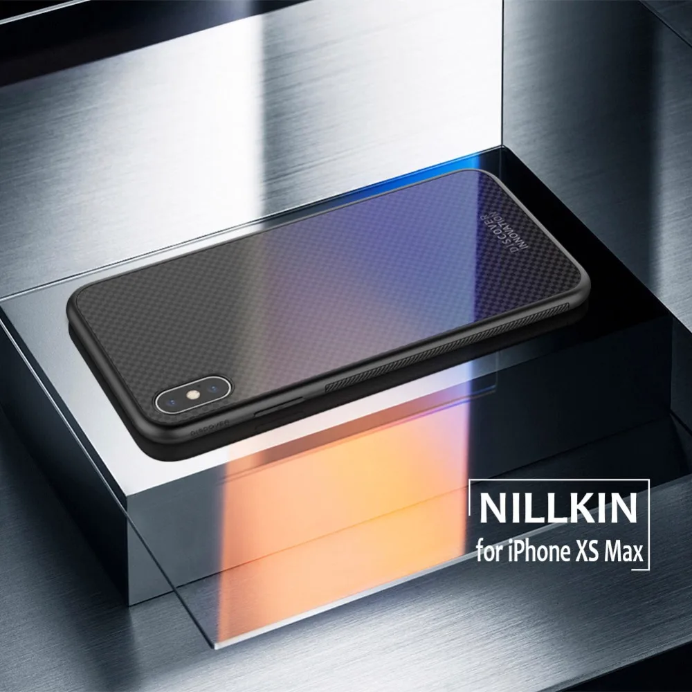 

for iPhone XS Max XR X Case Nillkin 2.5D Tempered Glass Panel Back Cover Luxury Phone Case for iPhone XR XS Max X Nilkin Case