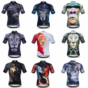 

Men Mountain Bike Jersey Summer Short Sleeve Cycling Jersey 3D Lion Skull Breathable Sportswear MTB Bike Clothes Ropa Ciclismo