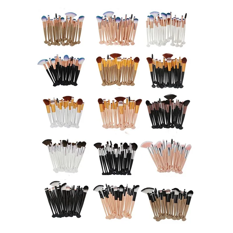 

New design Shell Cosmetic Make up brushes 20pcs/set Professional Soft Facial Powder Foundation Makeup Brush Set & kits 15 colors
