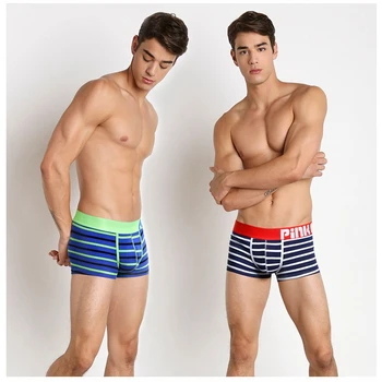 

Cotton Vibrant Dyed Stripe Men's Flat-footed Underwear Comfortable Sports Underwear Sexy Breathable Innerwear Briefs 2Pcs / Lot