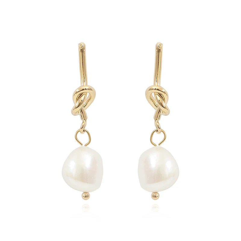 Женские серьги капельки GWACC простые изящные с жемчугом и узлом в