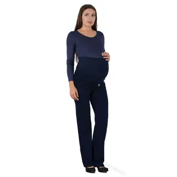 

New Style Women Maternity Wide Leg Straight Lounge Pants Pregnancy Casual Solid Drawstring Long Trousers