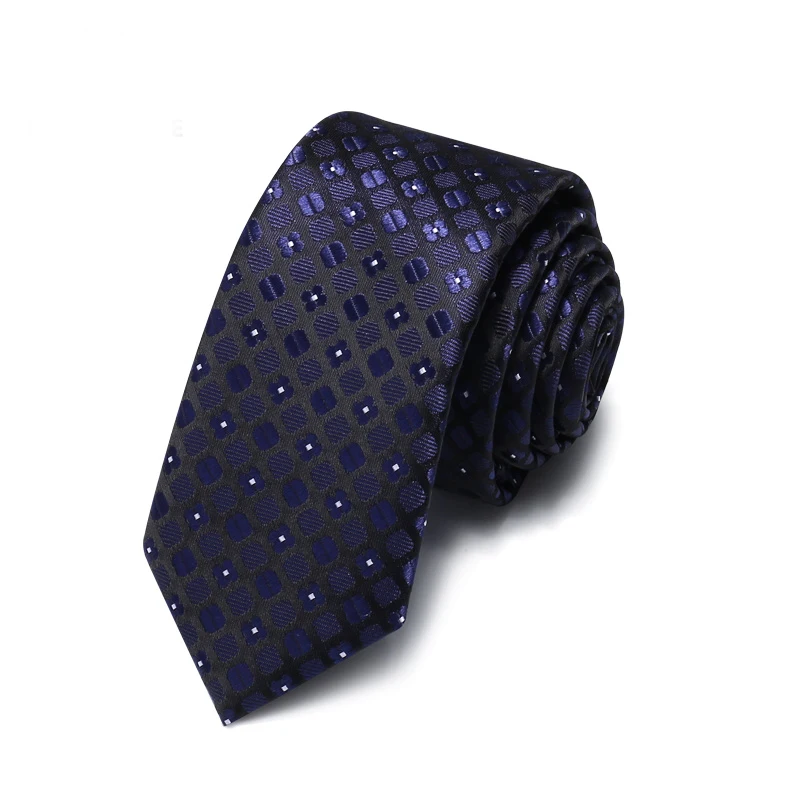 Corbatas a cuadros de póker azul oscuro para hombre, corbata fina de 5