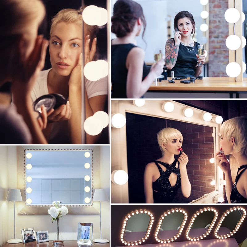 

Makeup Mirror Vanity LED Light Bulbs lamp Kit 3 Levels Brightness Adjustable Lighted Make up Mirrors Cosmetic lights