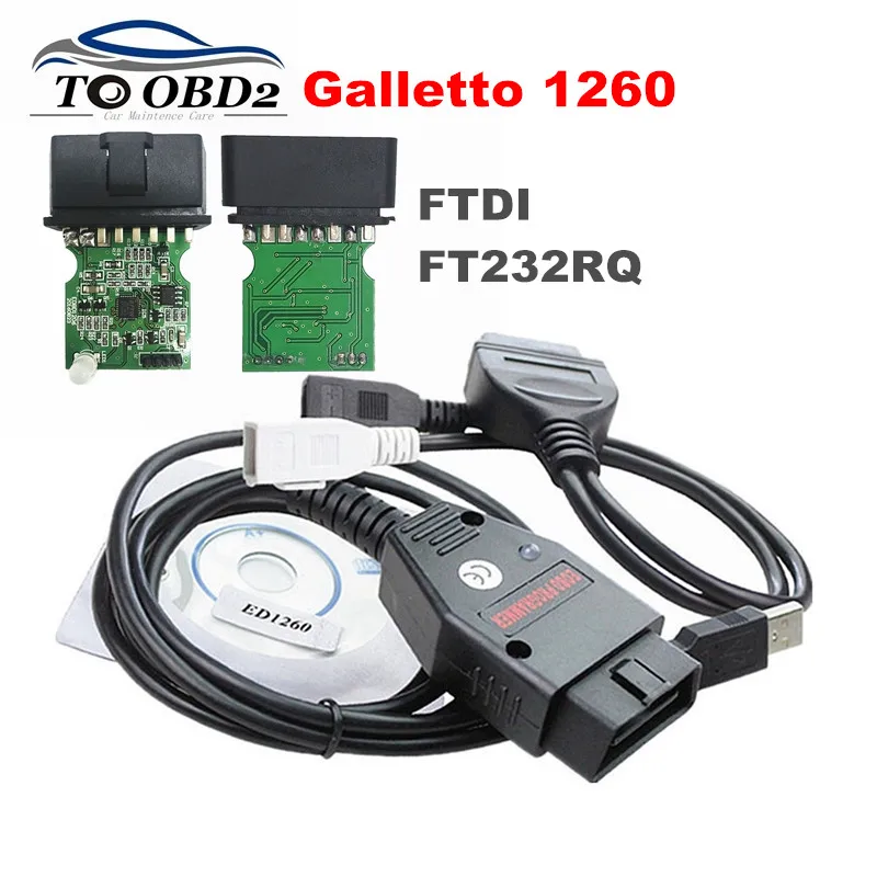 EOBDII 1260 FTDI FT232RQ зеленая печатная плата Galletto ECU Flasher программатор поддерживает