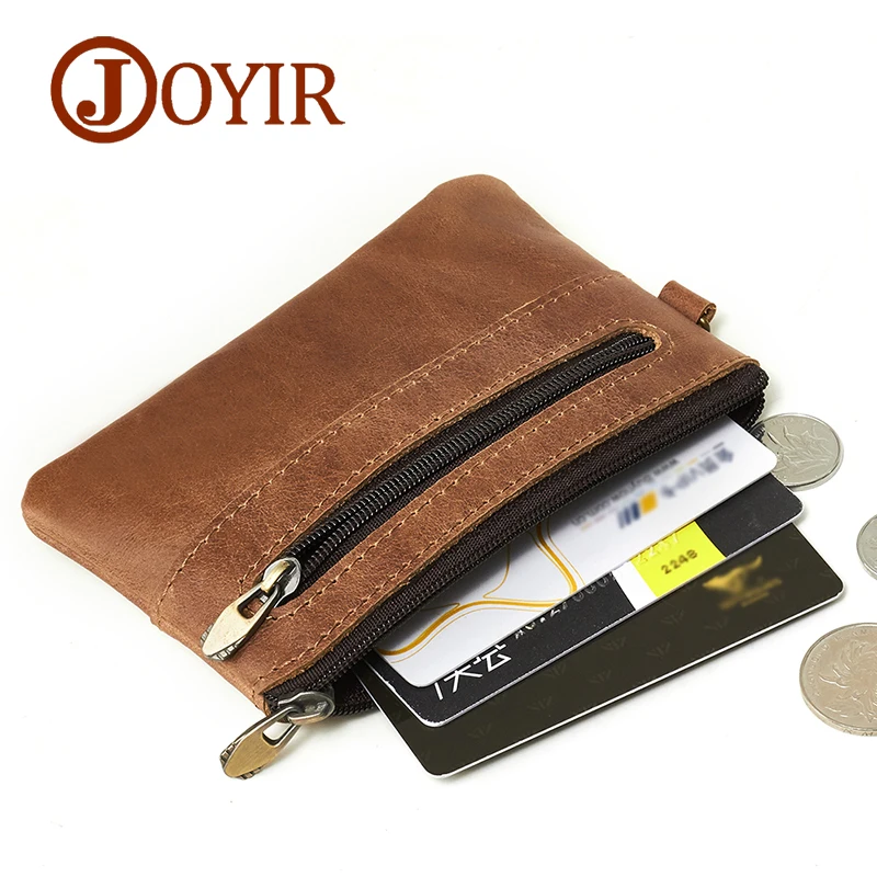 JOYIR Genuine Leather Slim font b Wallets b font Men Coin Purses Zipper Short font b