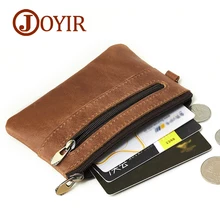 JOYIR Genuine Leather Slim font b Wallets b font Men Coin Purses Zipper Short font b