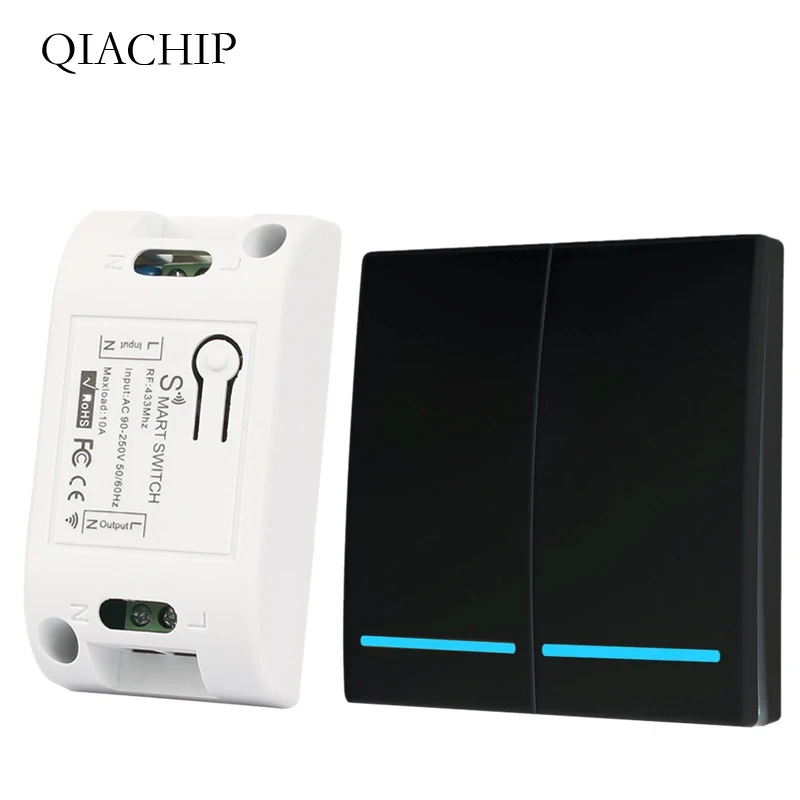 

QIACHIP 86 Wall Panel 433Mhz RF Transmitter Remote Control Switch + 433 Mhz RF Relay Wireless AC 110V 220V 1 CH Receiver Module