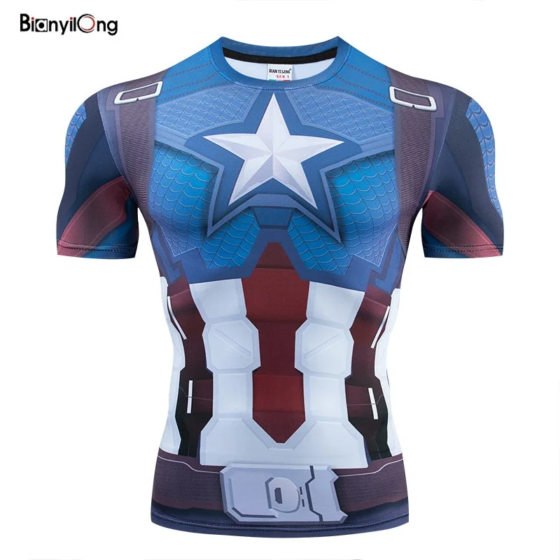 

Captain American 3D Printed T shirts Men Avengers 4 Endgame Quantum War Compression Shirt Iron man Cosplay Costume Tops For Male
