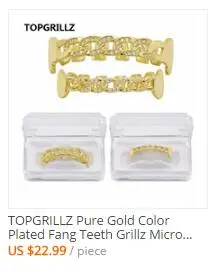 TOPGRILLZ Cuban Link Grillz чистый HQ позолоченный хип-хоп нижний зуб решетки затоплены камнями CZ зуб гриль для подарка