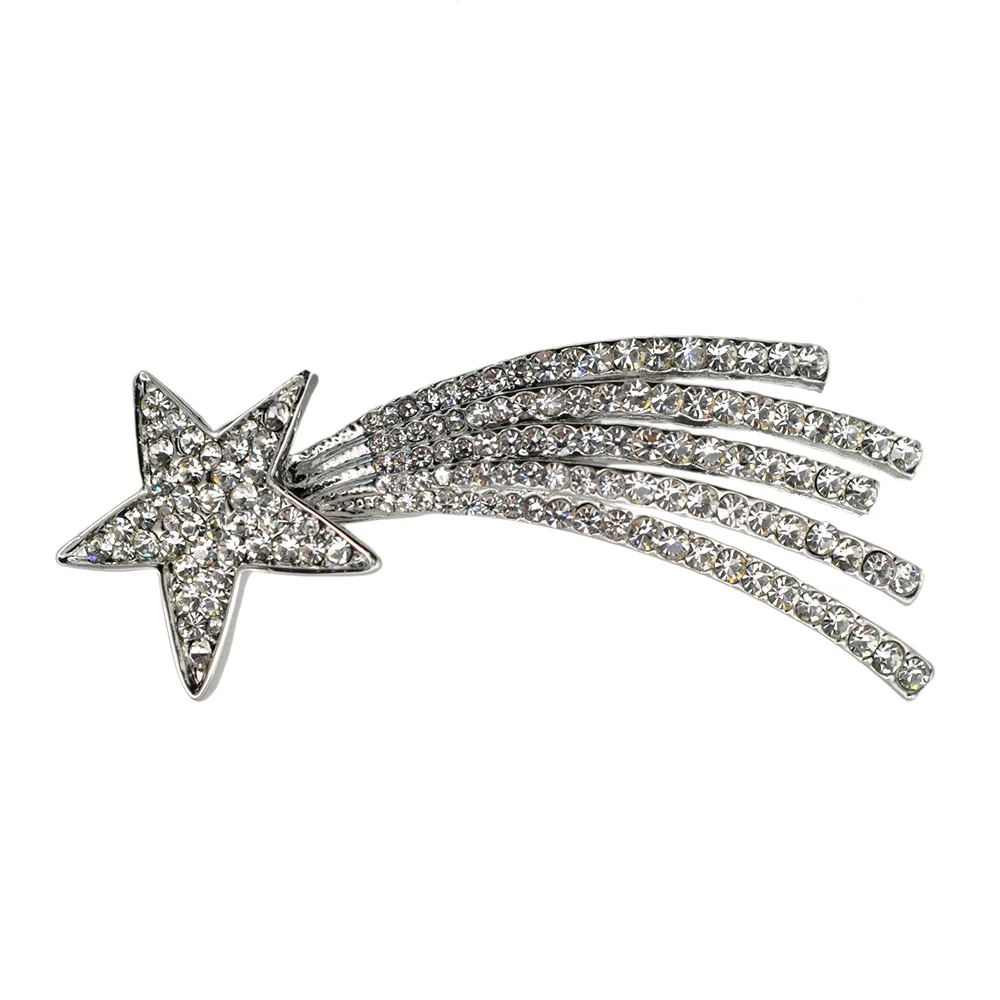 

Crystal Rhinestone Meteor Wishing Brooch Pin Metal Shooting Star Women Costume Fashion Jewelry Accessory Gift 2018