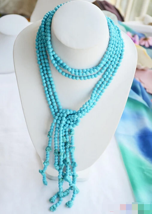 

915 blue baroque / round turquoise bead necklace