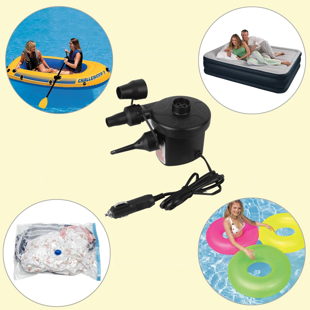 DC12V 4800PA Car Electric Air Pump Inflator Kit For Camping Airbed Boat