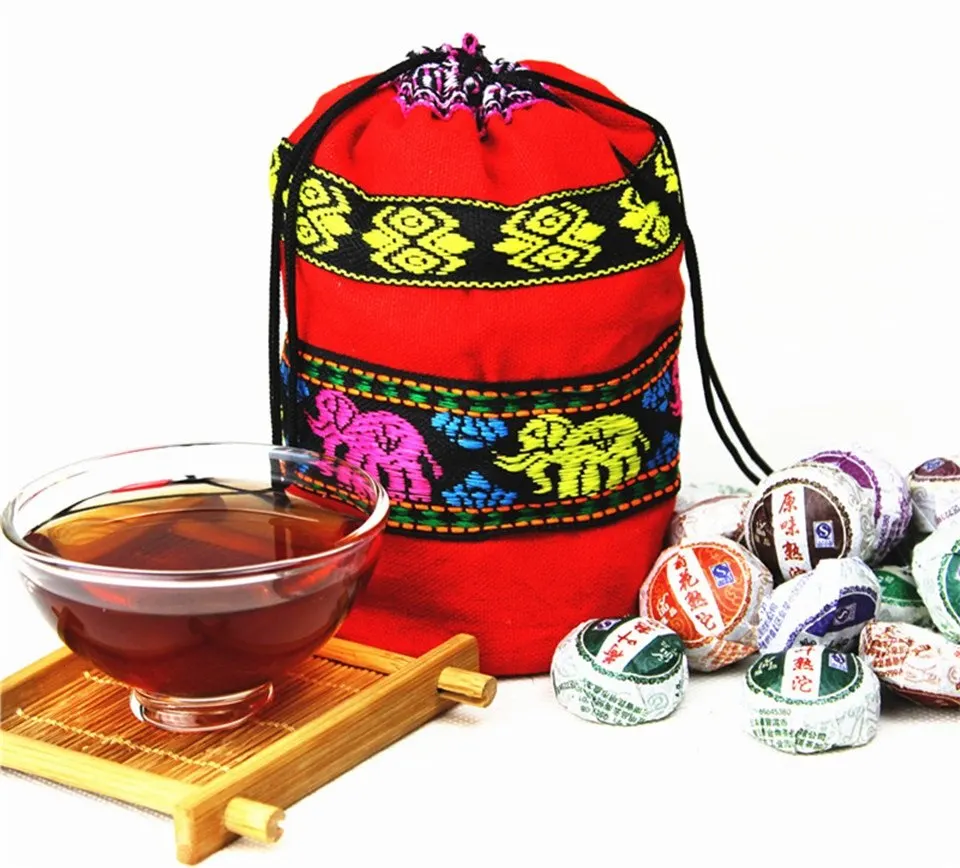 

50pcs 8 Different Flavors Mini Yunnan Pu-erh Tea Chinese Pu-erh Tea Chai with Gift Bag