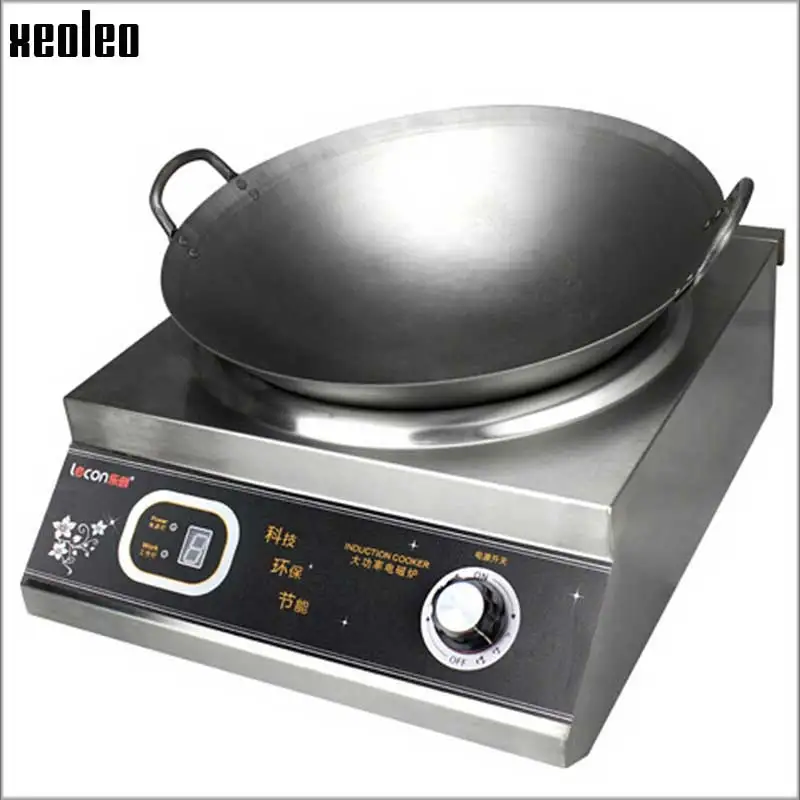 Xeoleo 5KW Commercial Concave Induction cooker Concave Electromagnetic oven Concave Electromagnetic furnace with pot Stove