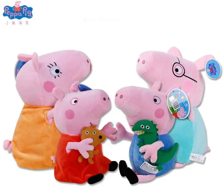 

Genuine 4PCS 19/30CM pink Peppa Pig Plush pig Toys high quality hot sale Soft Stuffed cartoon Animal Doll For Children's Gift
