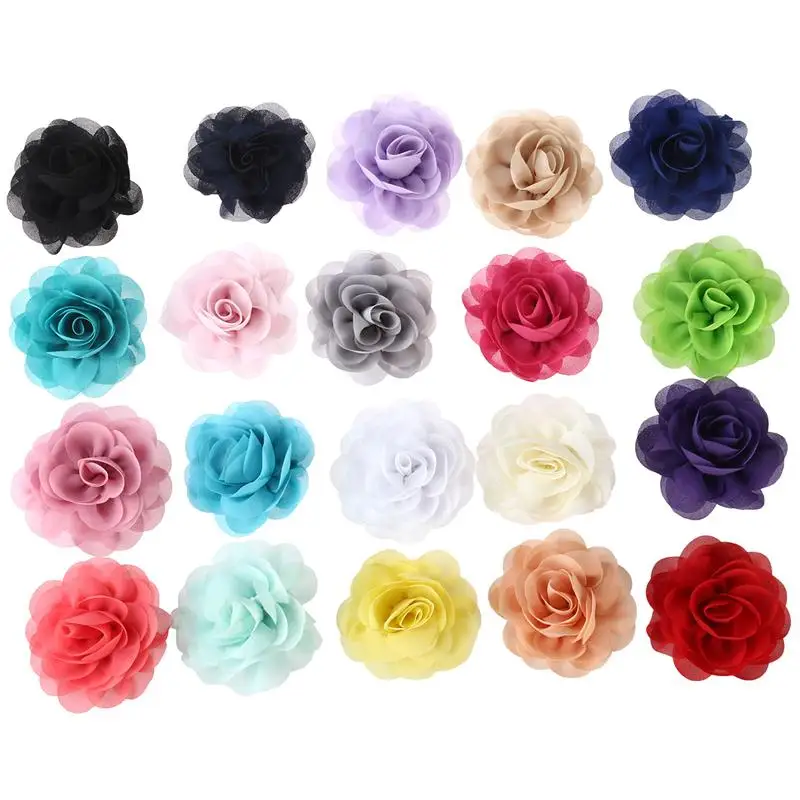 

20pcs Simulation 3D Rose Flower Hair Clip Set Chiffon Rose Hair Clips Women Girls Hairpins Children Accessories Cute Headwear