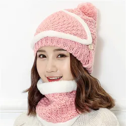 Knitting Women Winter hats And Rings Sets Thick Warm Outdoor Ski Set With Mask gorros mujer invierno Females Winter Accessories Knitting Women Winter hats And Rings Sets Thick Warm Outdoor Ski Set With Mask gorros mujer invierno Females Winter Accessories