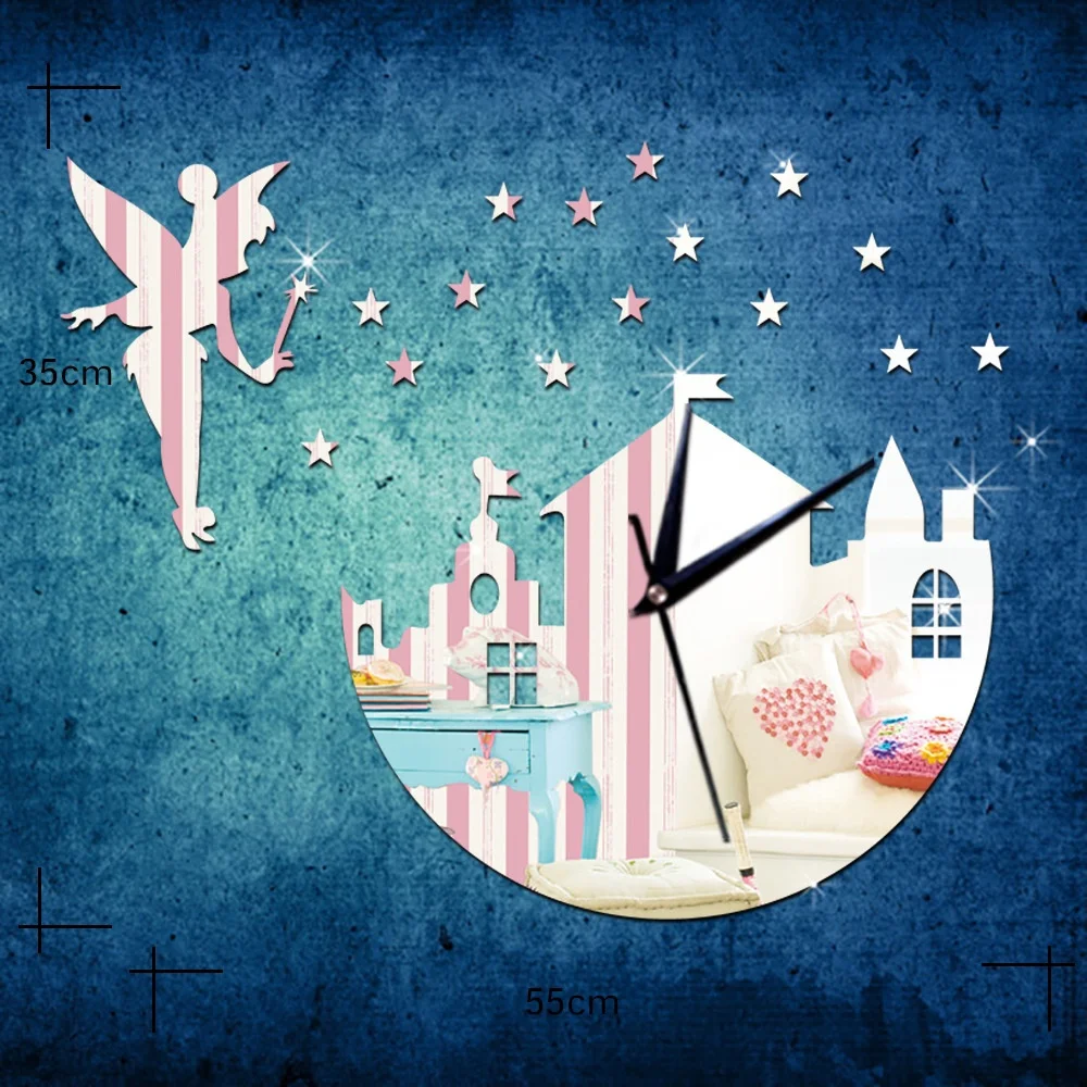 3D Angel Family Clock Wall Mirror In This House Wall Decal Stickers