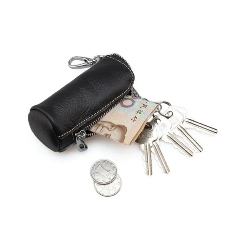 1Pce PU Leather Key Holder Case Keychains Pouch Bag Wallet Key Ring Coin Purse