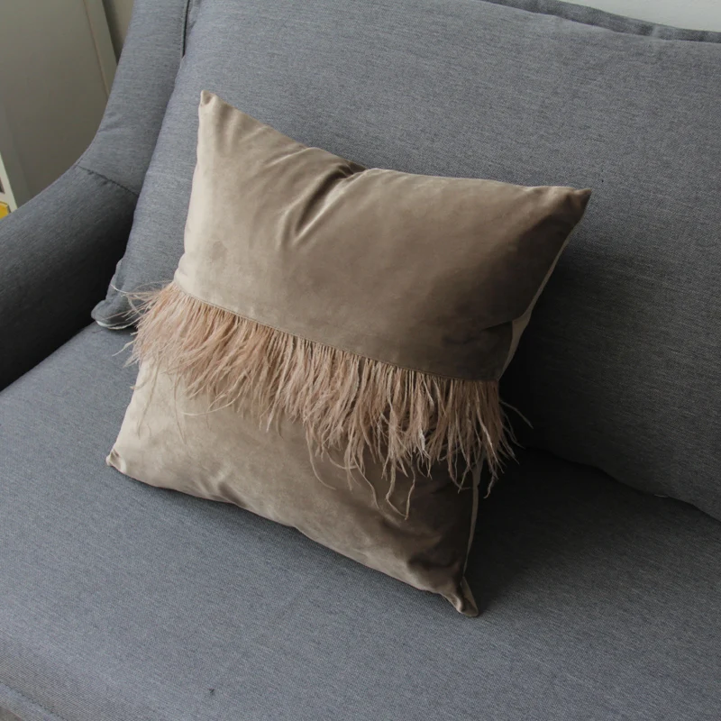 45x45cm green/beige/pink/brown/grey velvet cushion cover plush fur fringe pillow case decorative lumbar pillow covers soft decor