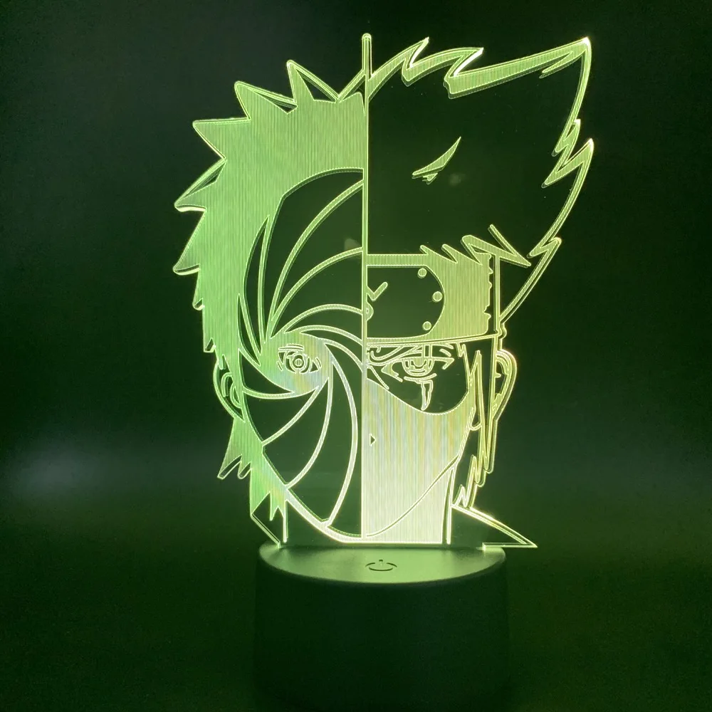 Фигурка Наруто Hatake Kakashi и Uchiha Obito 3d светильник светодиодная ночная лампа с