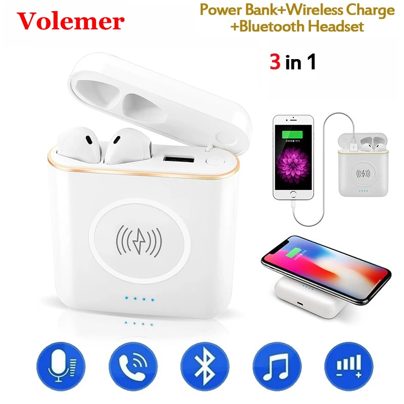 Новый Volemer XT6 гарнитура TWS стерео 3 в 1 Беспроводной Bluetooth наушники + зарядное