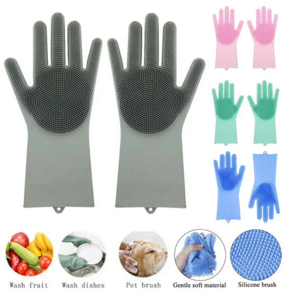 

Kitchen Silicone Cleaning Gloves Magic Silicone Dish Washing Gloves for Household Silicone Scrubber Rubber Dishwashing Gloves