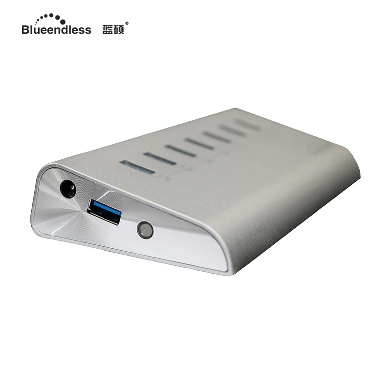 Blueendless внешний 12V 2A от сети переменного тока usb хаб Алюминий Активный Usb 3 0