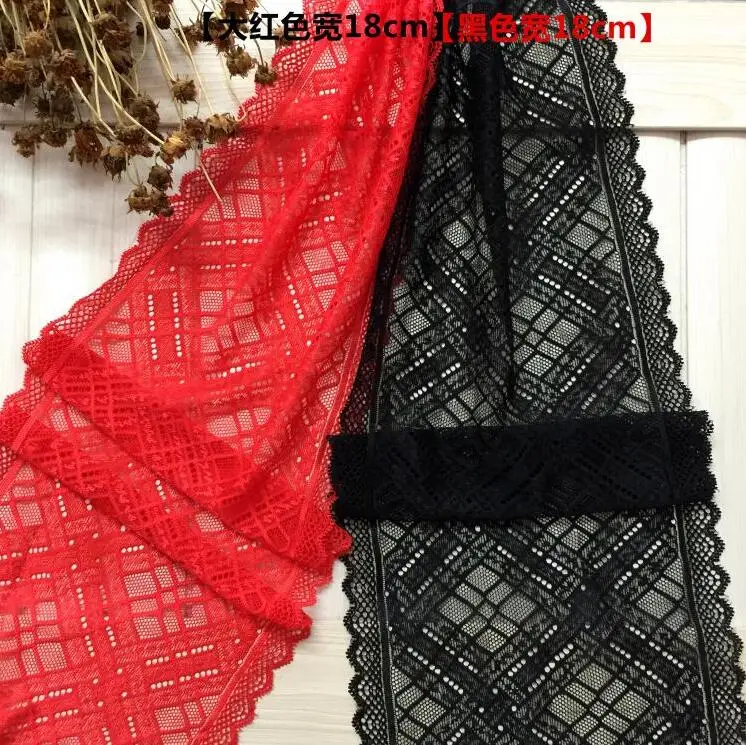 Горячий! 1 метр черная Красная Эластичная кружевная лента для рукоделия швейные