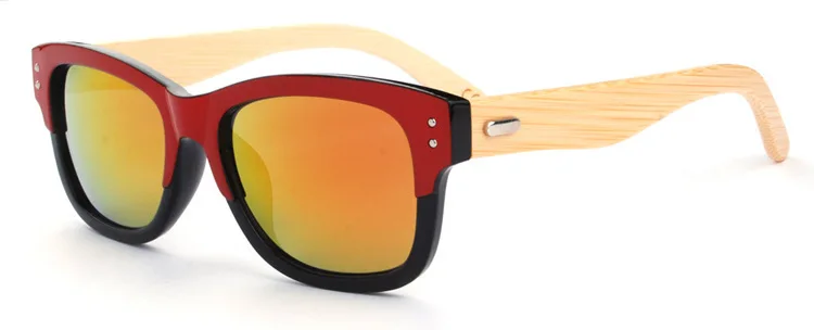 Бамбуковые солнцезащитные очки для мужчин и женщин солнцезащитные очки в деревянной оправе Gafas De Sol 1594 - Цвет линз: red frame