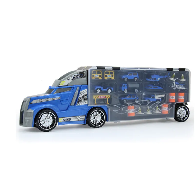 21 в 1 детская игрушка полицейский автомобиль грузовик Diecasts и игрушечные транспортные средства развивающие 1:24 транспорт автомобили Перевозчик игрушка для детей мальчиков