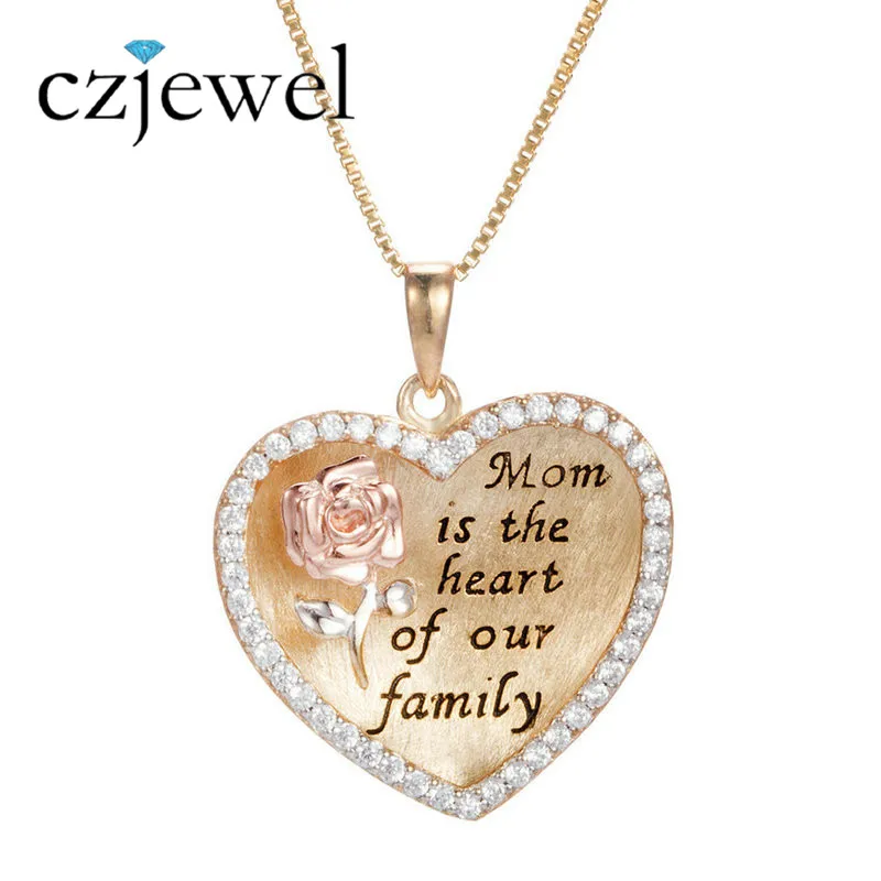 925 Sterling Silver Heart Engrave Mom&Family Pendant Necklaces Fine