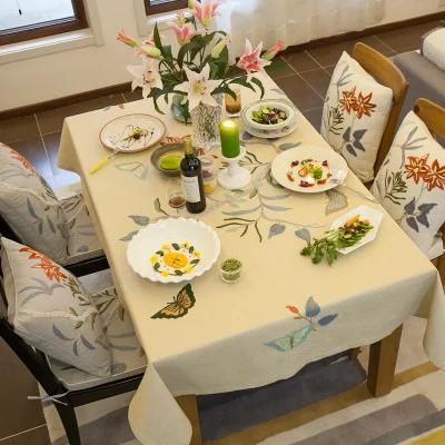 Tablecloth 2 Китайский традиционный ручной работы вышитая скатерть с бабочкой Squera хлопковая скатерть дома Применение скатерть - Цвет: Tablecloth 2