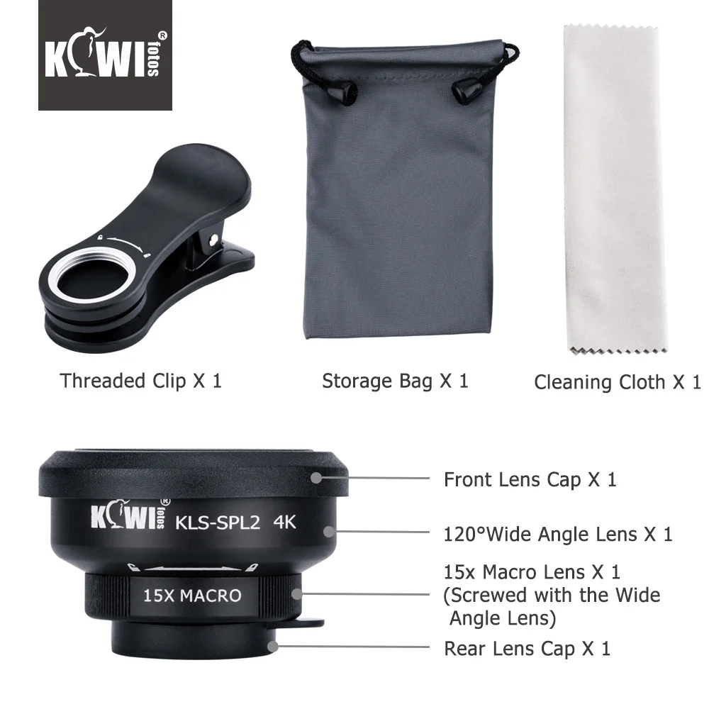KIWI Smartphone Lens Wide Angle Macro Cell Phone Lenses 15x for Iphone 6/7/7plus/8/8x Samsung Sony Mobile Phone|Крышки для