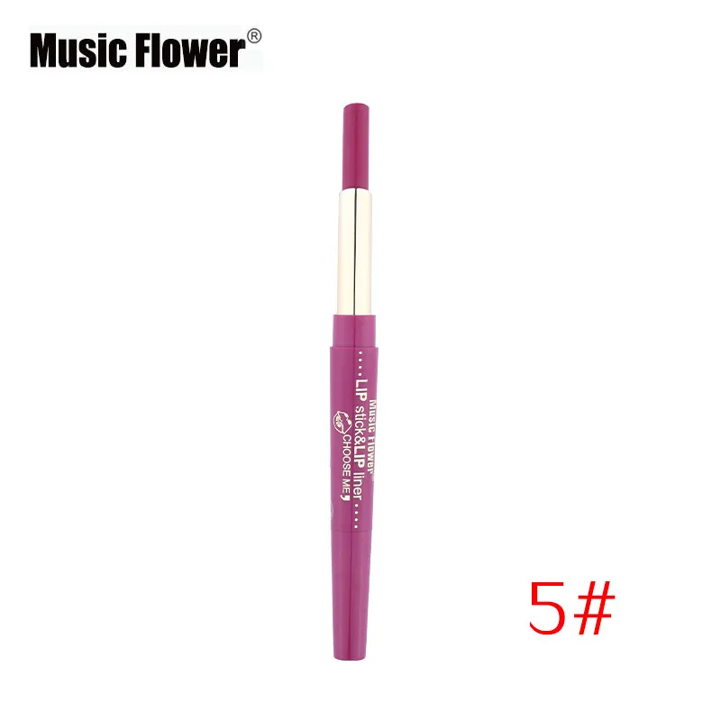 Музыка цветок Макияж губ 2 в 1 яркая матовая помада+ карандаш для губ увлажняющий Водостойкий карандаш для губ - Цвет: 05