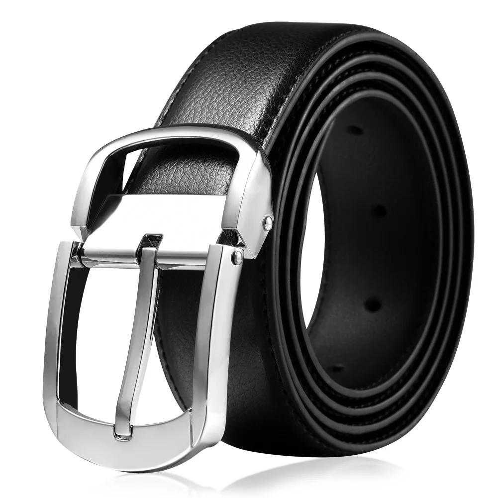 Men 100 Genuine Leather Belt Reversible Waist Strap Pin Buckle Belts Male Business Causal Waist
