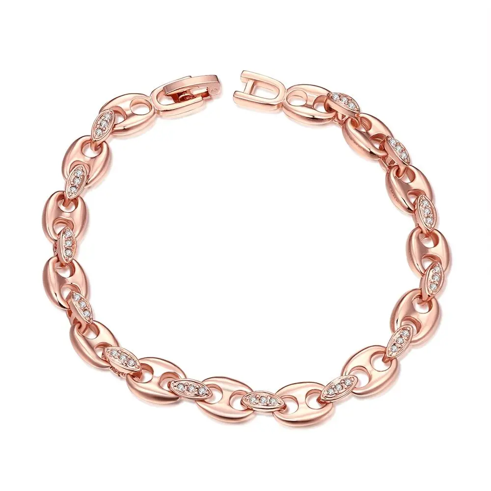Rose Gold Tone Nickel Free Antiallergic Fashion Jewelry Bracelet