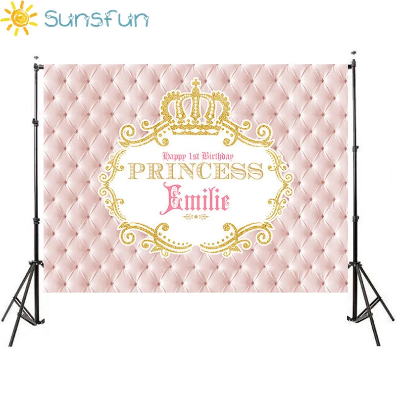 Sunsfun 7x5ft Emas Merah Muda Crown Selamat Ulang Tahun Bayi Perempuan Shower Kustom Studio Fotografi Latar Belakang Backdrop Vinyl 220x150 Cm Backdrop Vinyl Studio Background Backdropstudio Background Aliexpress