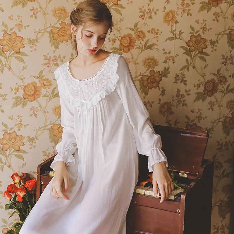 Ночная сорочка осенняя одежда для сна ночная рубашка с длинным рукавос для девочек, женская ночная рубашка белого и розового цвета, женская ночная рубашка, удобное домашнее платье