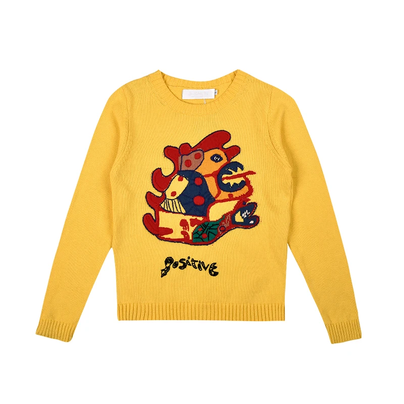 Chaud Femmes Dessinée Tricoté Nouvelle Automne Occasionnel Mince Marque De Coton Broderie Animaux Printemps Élégant Chandail Chandails Bande Pulls Sq8xc4f