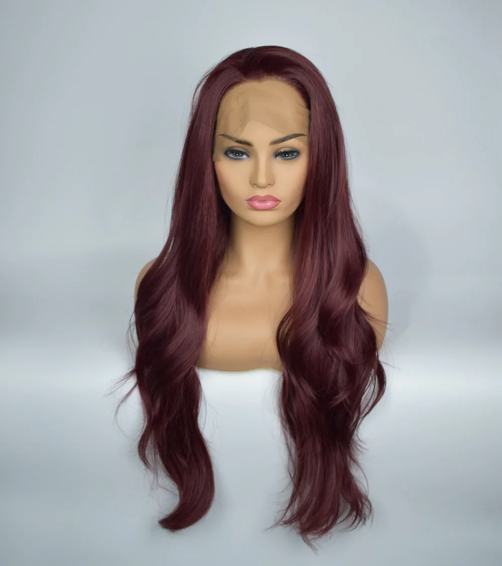 

Marquesha Heat Resistant Fiber Hair Long Wavy Synthetic Wig Chestnut Color Synthetic Lace Front Wigs for Women