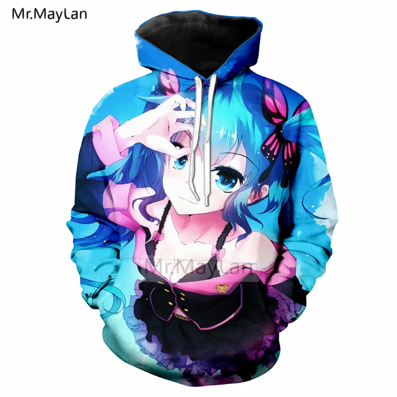 

Harajuku Anime Hatsune Miku 3D Printed Hoodies Men/women Hipster Casual Long Sleeve Hat Sweatshirts Girls Fashion Loose Jackets