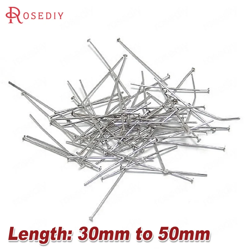 

(8641)50g Length 30MM to 50MM Iron Flat Pins Needles Connect Beads Pins More color can picked Diy Jewelry Findings Accessories