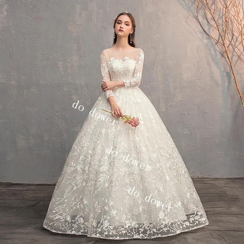 Do Dower 2019 кружевное бальное платье с длинным рукавом свадебное Vestido De Noiva на заказ