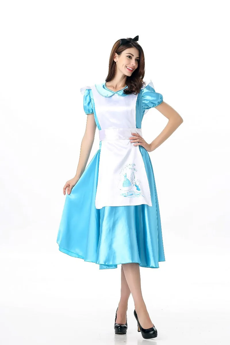 Костюм Алисы в стране чудес на Хэллоуин для взрослых женщин Алиса Косплей Лолита платье горничный фартук необычная Одежда Фэнтези